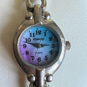 Rumours ladies silver tone purple blue ombré dial watch NEW BATTERY